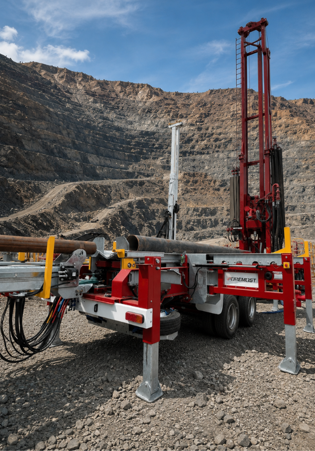 Simultaneous rod and casing handling system large diameter water well drilling